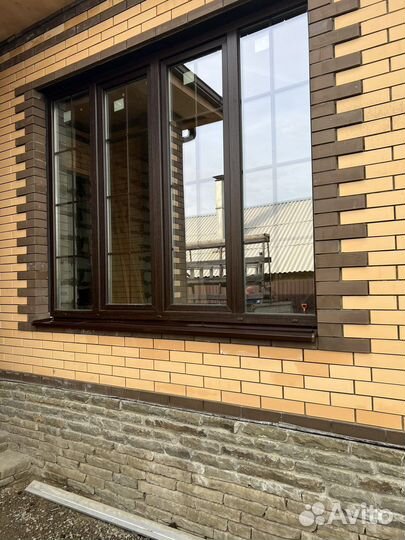 Окно металлопластиковое, ламинация темный дуб