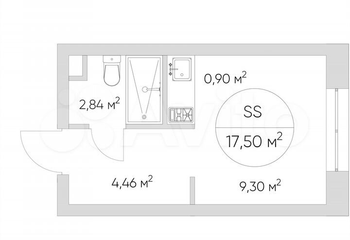 Апартаменты-студия, 17,5 м², 2/21 эт.