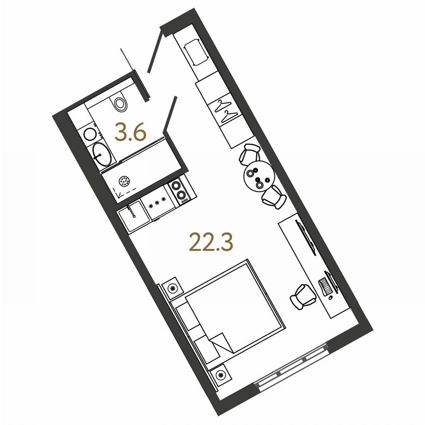 Апартаменты-студия, 25,9 м², 15/16 эт.