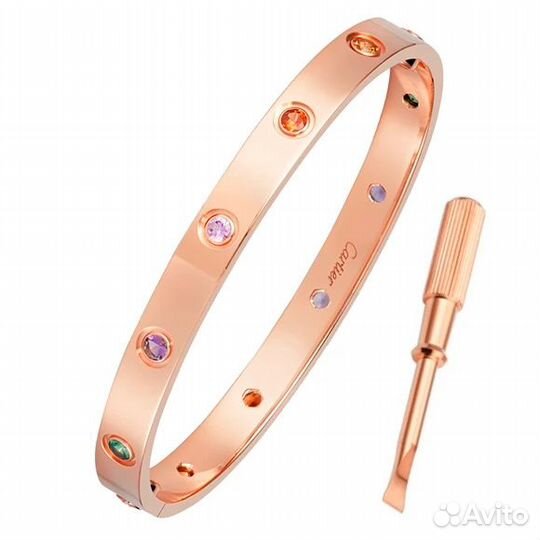 Браслет Cartier love rose gold, aquamarines, sapph