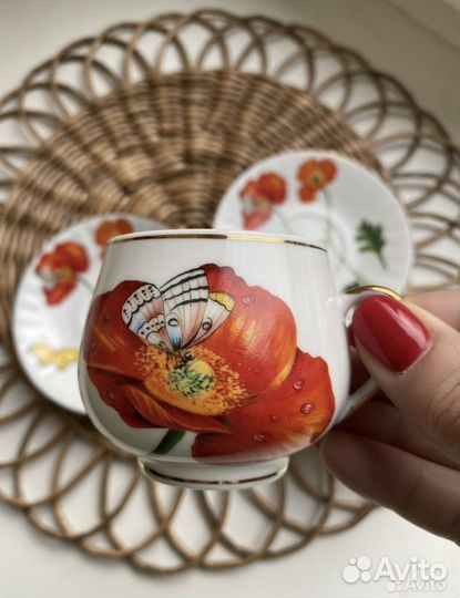 Набор кофейный «Маки» (2 кофейные пары)