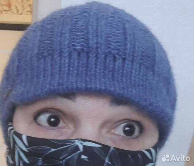 Шапка женская вязаная, р.56-58, цвет джинс
