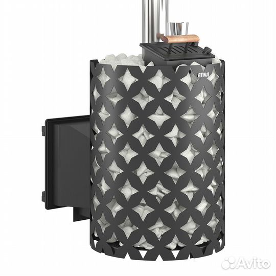 Чугунная печь для бани этна 18 (Панорама) Закрытая