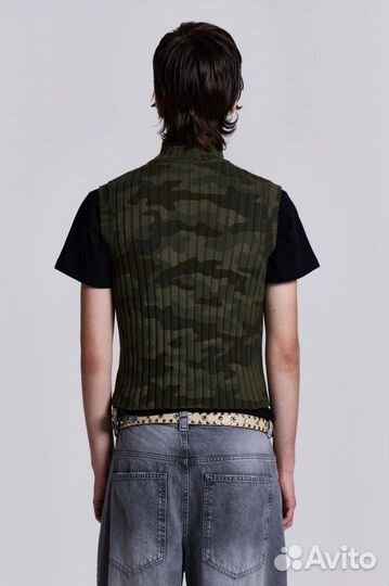 Jaded London Camo Polar Knit Vest