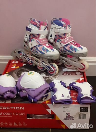 Роликовые коньки раздвижные р. 26-31 с защитой