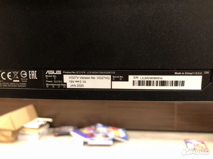 Монитор asus tuf vg27