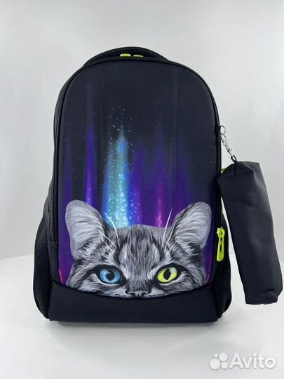 Рюкзак школьный, с кошкой, SkyName