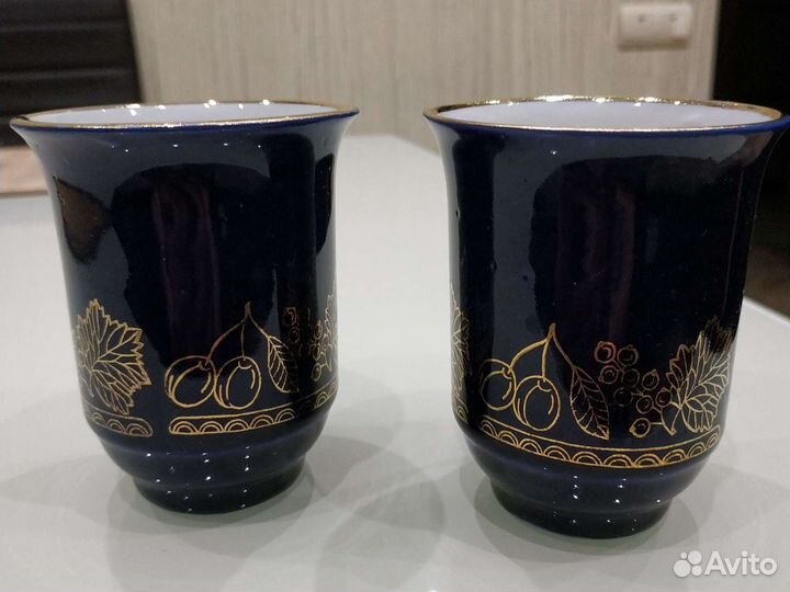 Бокалы, кобальт с золотом