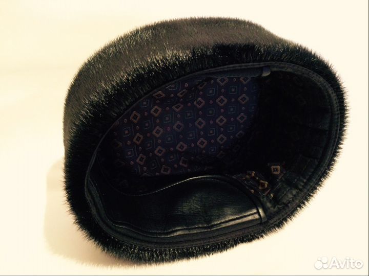 Шапка зимняя, натуральные мех и кожа (меховая)