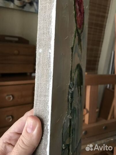 Картина маслом. Пион в стекле