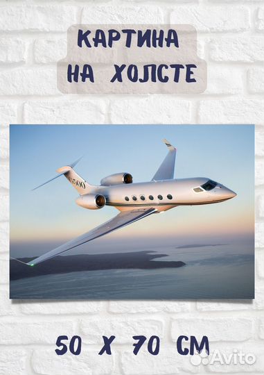 Картина 70х50 пассажирский самолет в небе