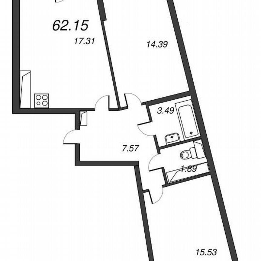 2-к. квартира, 64,1 м², 17/22 эт.