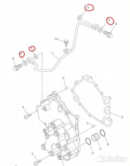 Прокладка масляной трубки гидроцикла Yamaha 1800