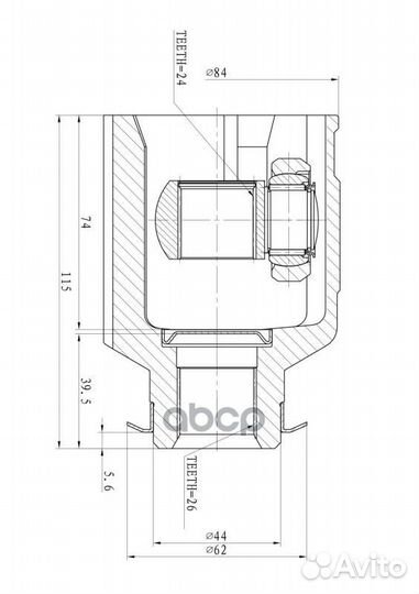 Шрус внутренний правый 24x44x26 hyundai IX35/TU