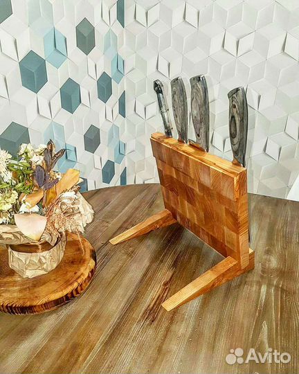 Подставка для ножей деревянная магнитная