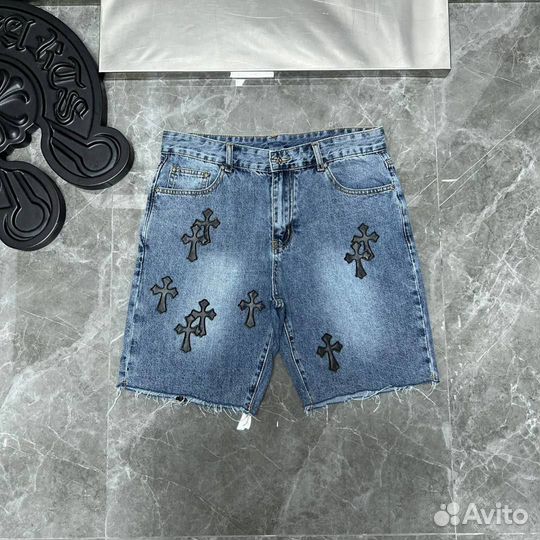 Шорты Chrome Hearts джинсовые с крестами