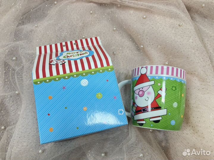 Кружка Санта новогодняя в подарочной коробке