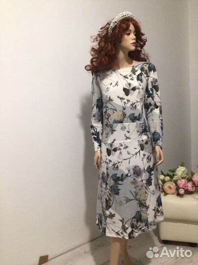 Платье романтичное вязаный трикотаж 48-52 р