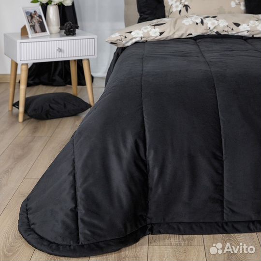 Покрывало бархат Беллиссимо черный новое
