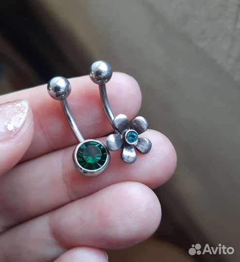 Пирсинг для пупка 2 шт, медицинская сталь