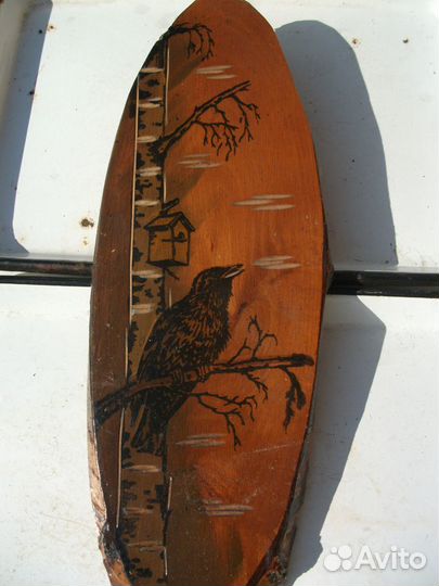 Панно деревянное винтажное из спила дерева 