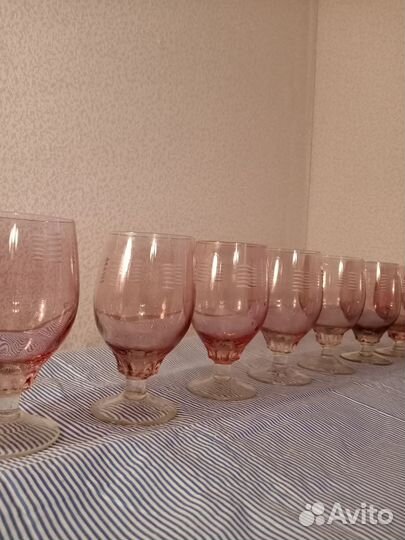 Большие фужеры из марганцевого стекла СССР 10 шт