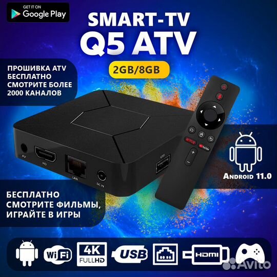 Андроид тв приставка ATV Q5 (тв бесплатно)