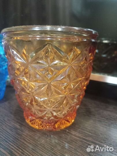Ваза конфетница сахарница цветное стекло СССР