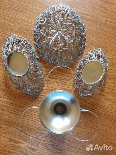 Конфетница спецовник салфетница скань мельхиор