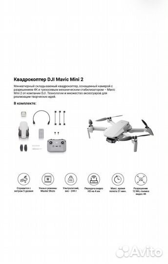 Квадрокоптер DJI Mini 2, серый