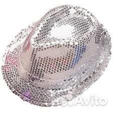 Шляпа Диско серебро пайетки новая