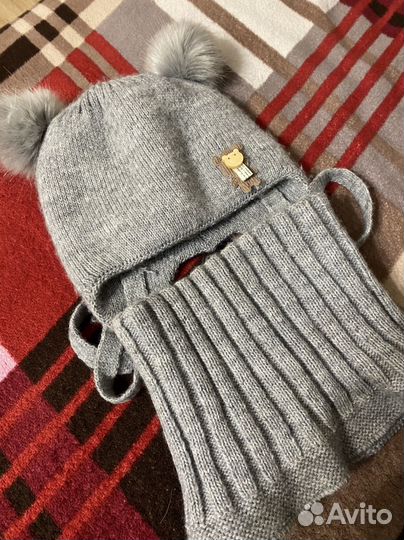 Комплект шапка и снуд детский зима 44-50