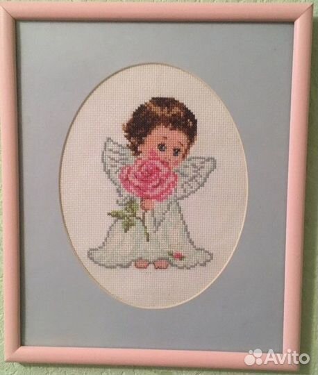 Картина Ангел, вышивка ручная