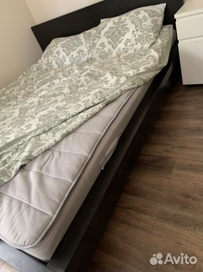 Кровать Икеа Мальм черная 160 см с матрасом