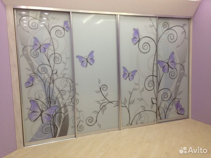 Двери-купе с фотопечатью на стекле шк-182