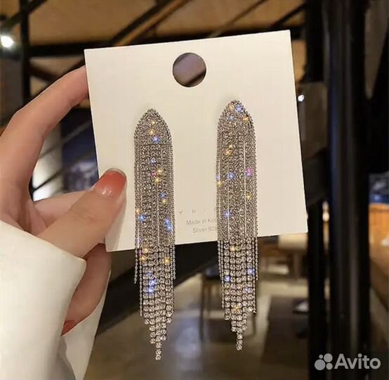 Серьги цепочки серебро