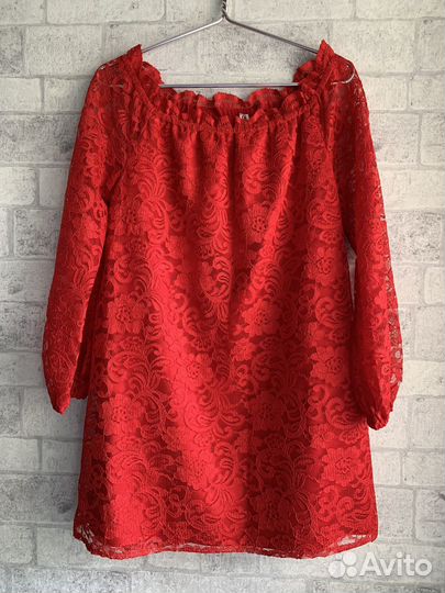 Платье-туника красное 44 р-р