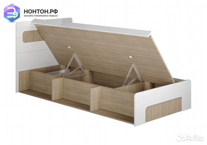 Кровать Палермо-3 Юниор ясень шимо светлый / белый
