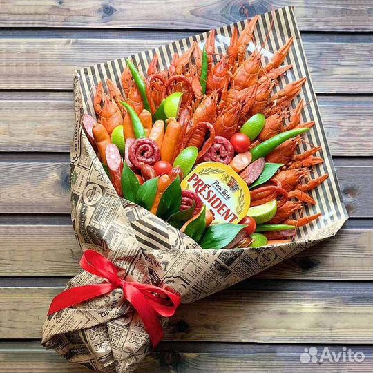 Мужской букет из раков. Букет из морепродуктов