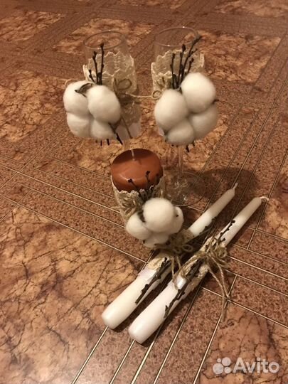 Свадебные свечи, фужеры