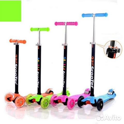 Самокат 3-х колесный F11805 цв. зеленый