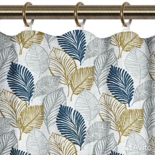 Штора для кухни на ленте Листья 145х180 см разноцв