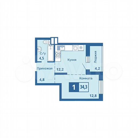1-к. квартира, 34,3 м², 11/15 эт.