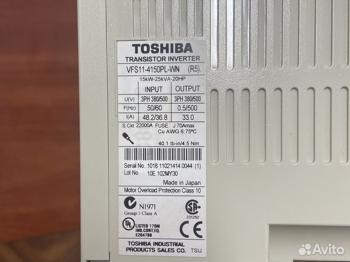 Toshiba transistor invertor VFS11-4150PL-WN
