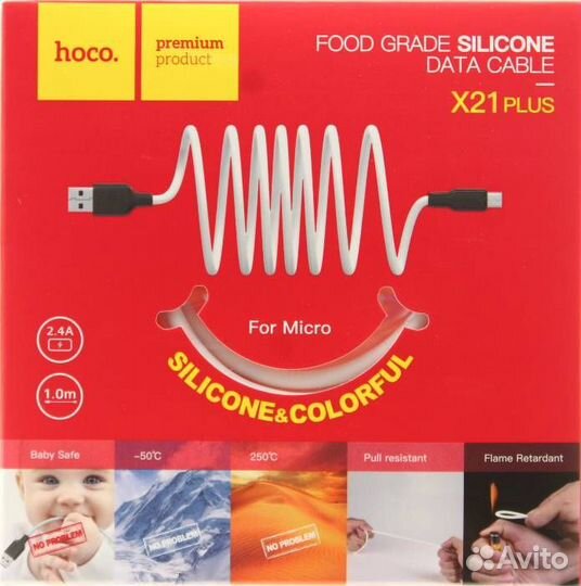 Кабель micro USB hoco X21, 2A, 1 м