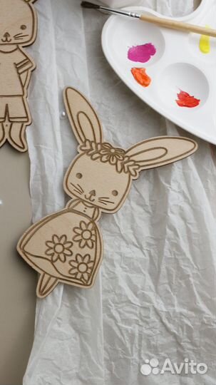 Деревянные раскраски заготовки для творчества зайч