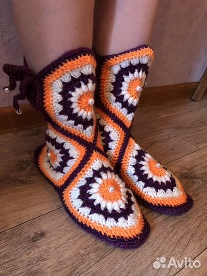 Вязанные сапожки