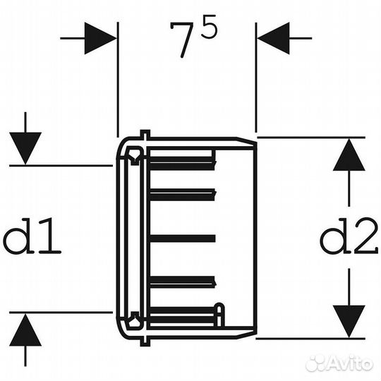 Переходная муфта Geberit PE 367.928.16.1 Черная