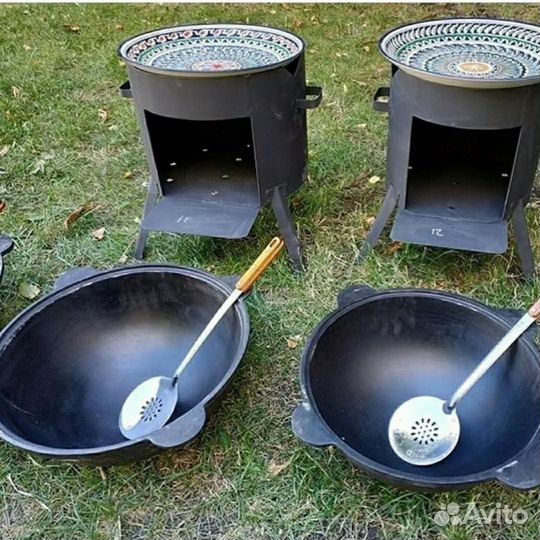 Казан чугунный 12 литров + печь + шумовка + специи