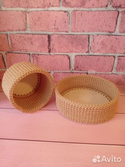 Вязаные интерьерные корзинки